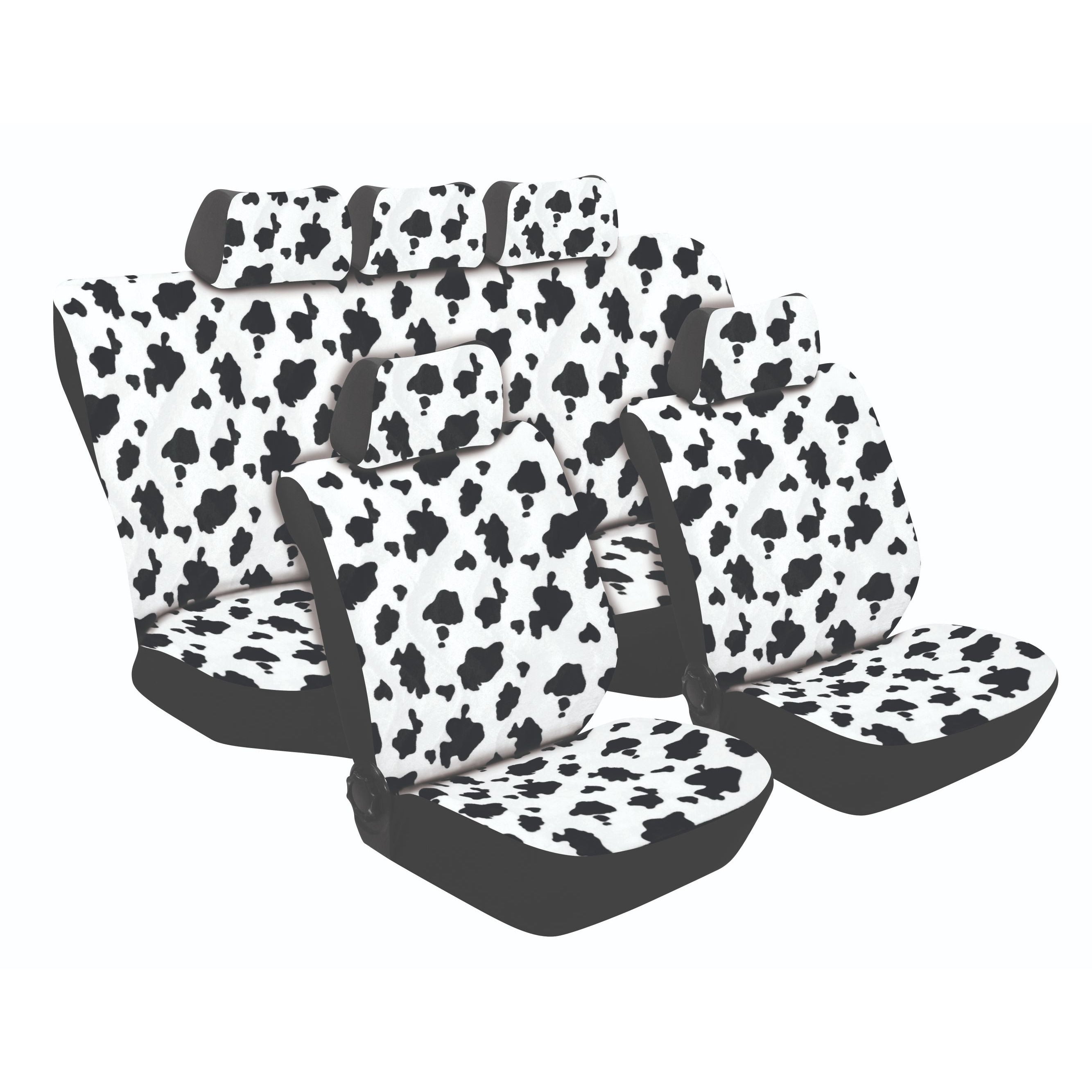 Texas Cow Print 11Pc Car Seat Cover Set
